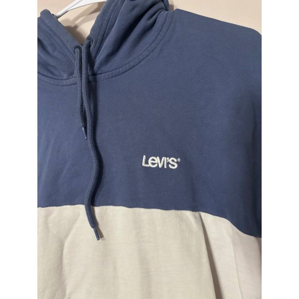 Levis Mens medium‎ Relaxed Fit Colorblock Hoodie Blue Cream Cotton A75860000